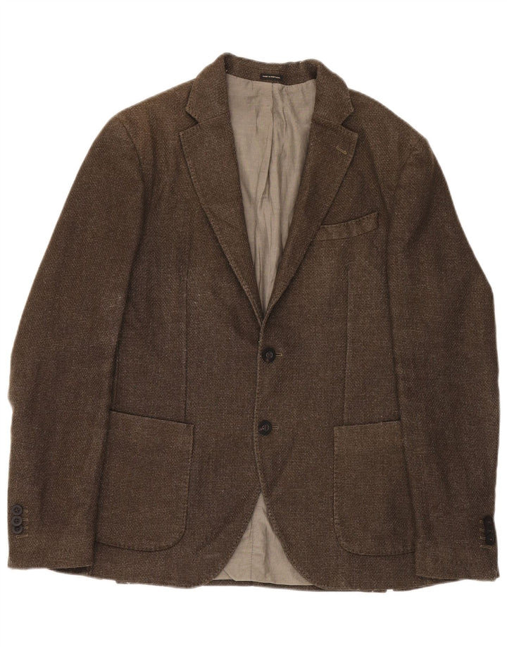 Massimo Dutti Herren-Blazer mit 2 Knöpfen, EU 50, mittelbraune Wolle