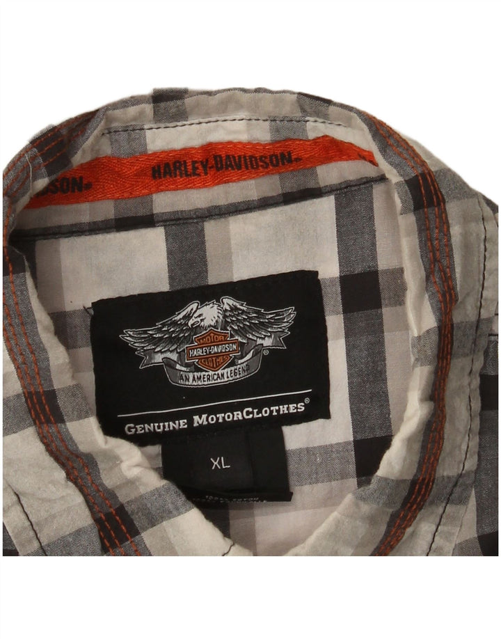 Harley Davidson Herren-Grafik-Kurzarmhemd XL, grau kariert, Baumwolle