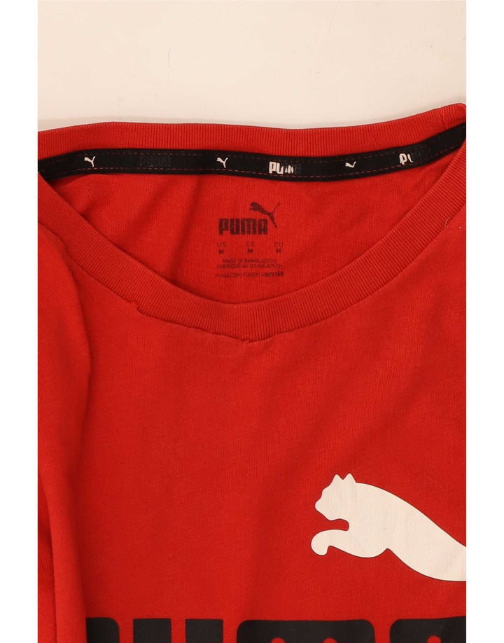 Puma Herren Grafik-T-Shirt-Oberteil aus mittelroter Baumwolle