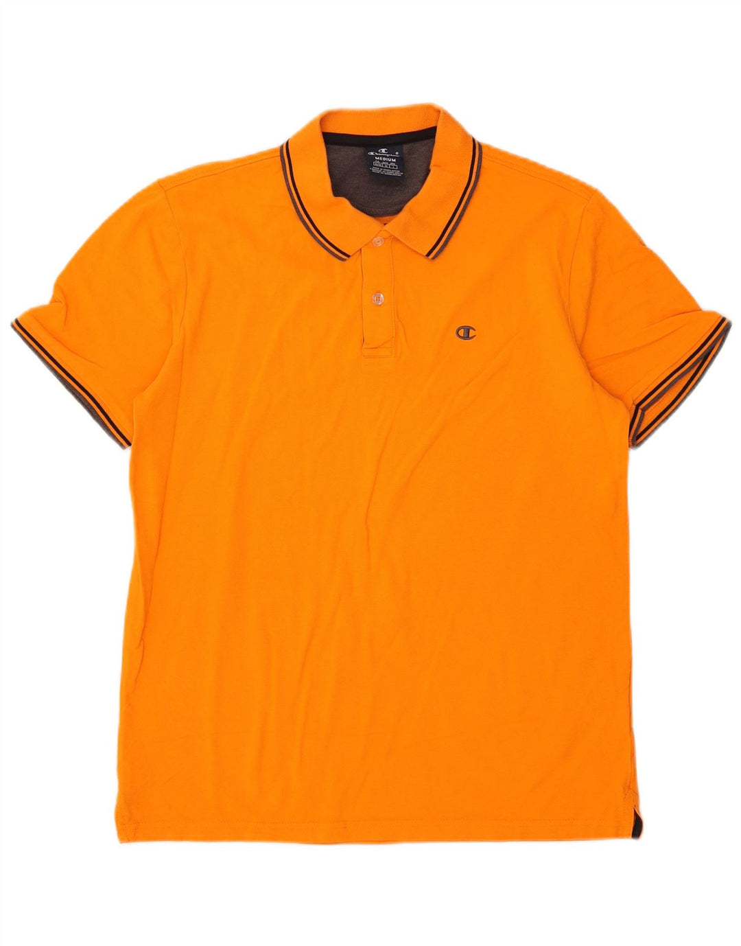 Champion Herren-Poloshirt aus mittelorange gestreifter Baumwolle