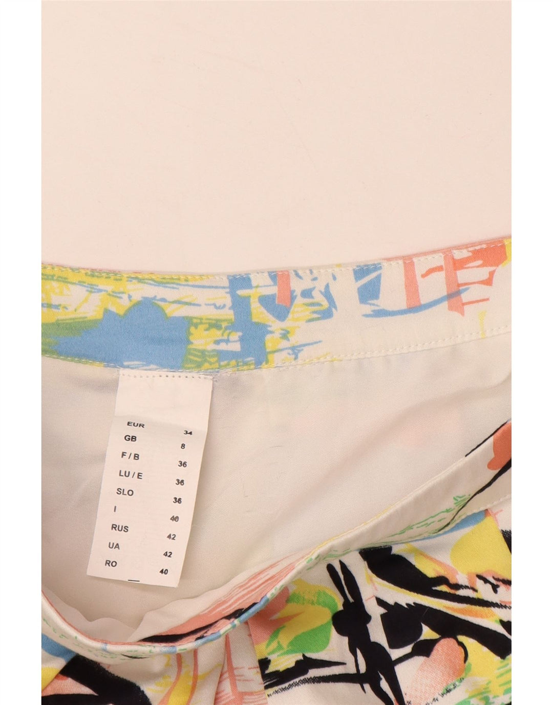 VINTAGE Damen Minirock mit abstraktem Muster UK 8 Small W28 Mehrfarbig