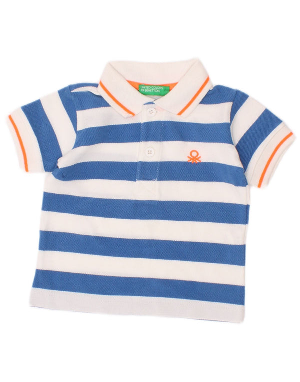 Benetton Baby-Jungen-Poloshirt, 3–6 Monate, blau gestreift, Baumwolle