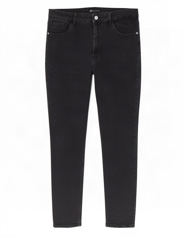 Zara Damen-Jeans mit hoher Taille, Röhrenjeans, EU 46, XL, W36, L27, schwarze Baumwolle