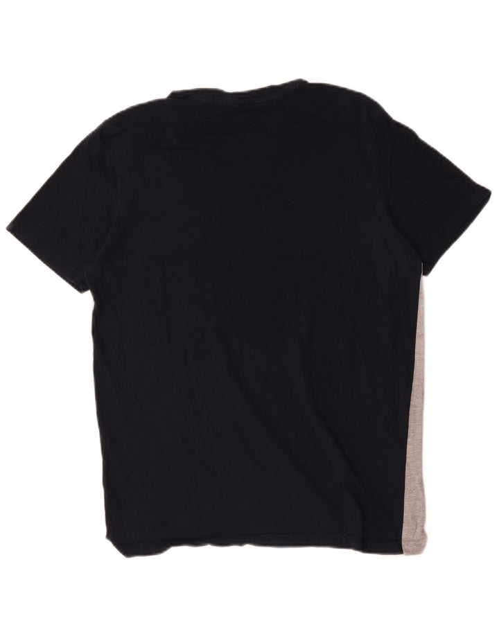Jack & Jones Herren-T-Shirt-Oberteil aus mittelblauer Colourblock-Baumwolle