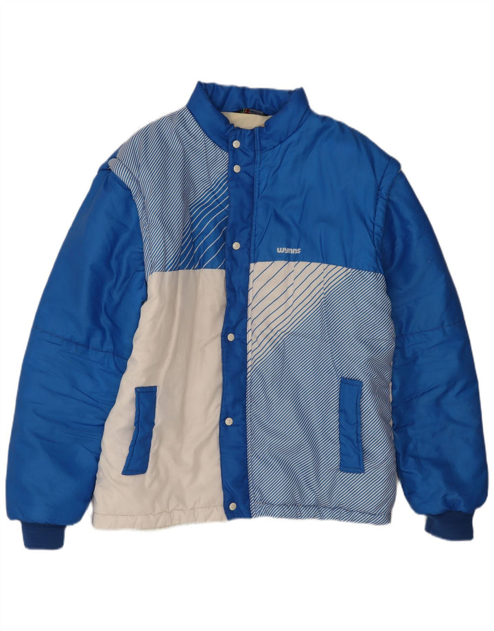 Vintage Herren Wattierte Jacke UK 42 XL Blau Colourblock