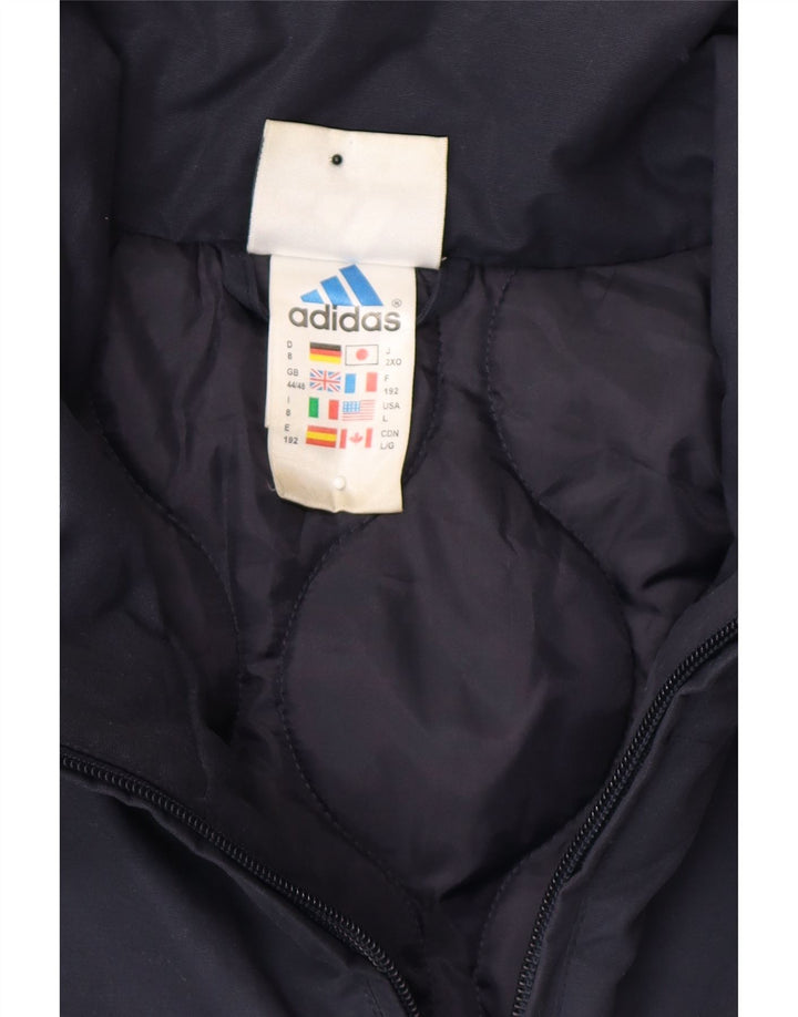 ADIDAS Mens Padded Coat Size 44/46 Large Navy Blue Cotton Vintage Adidas and Second-Hand Adidas from Messina Hembry 