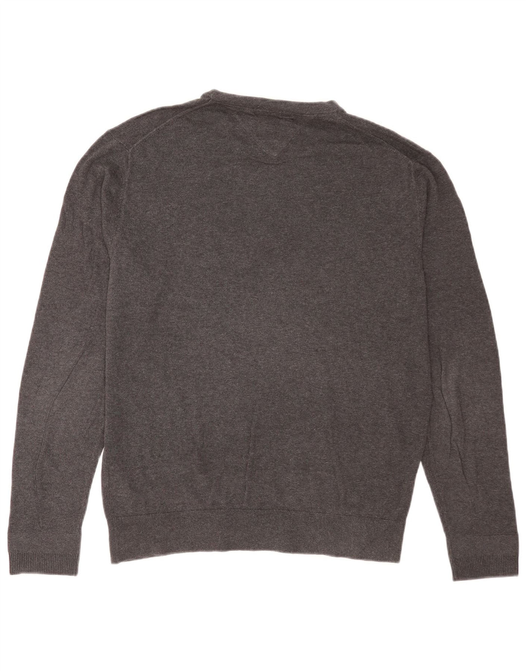 Tommy Hilfiger Herren-Pullover mit Rundhalsausschnitt, groß, graue Baumwolle