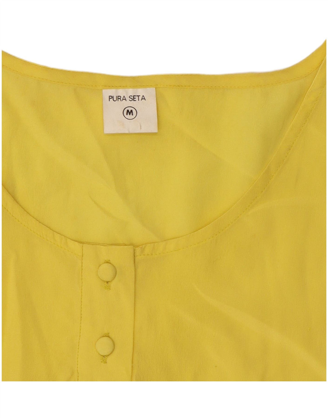 Vintage Damen Ärmelloses Blusentop UK 12 Mittelgelbe Seide