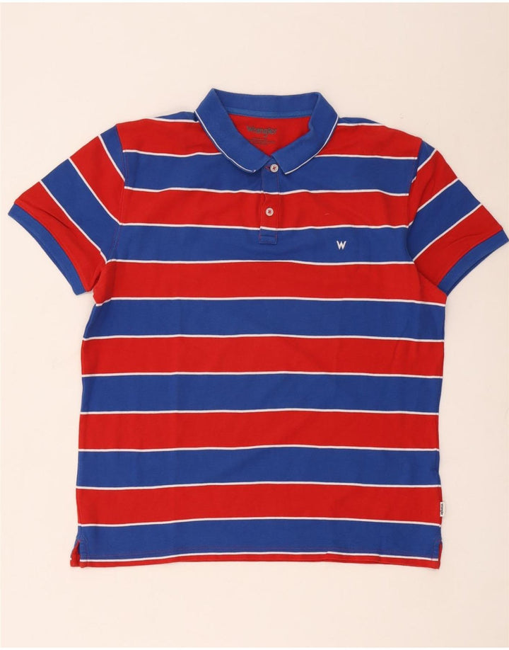 Wrangler Herren-Poloshirt, groß, rot gestreift, Baumwolle