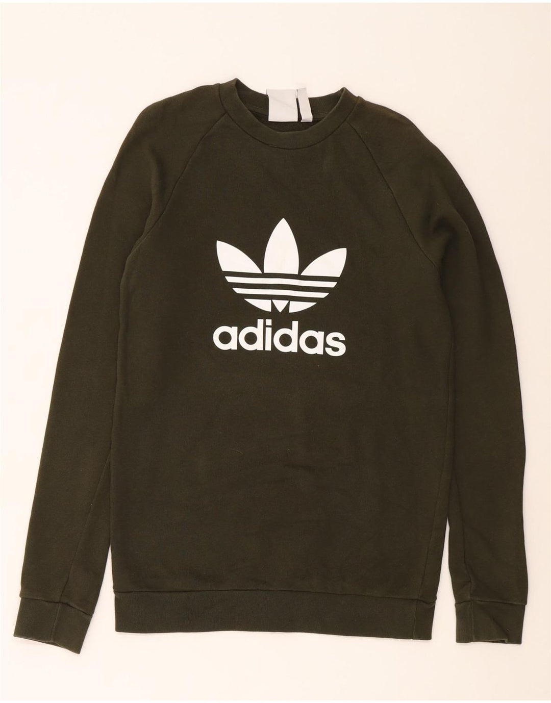 ADIDAS Mens Graphic Sweatshirt Jumper XS Khaki Cotton Vintage Adidas and Second-Hand Adidas from Messina Hembry 