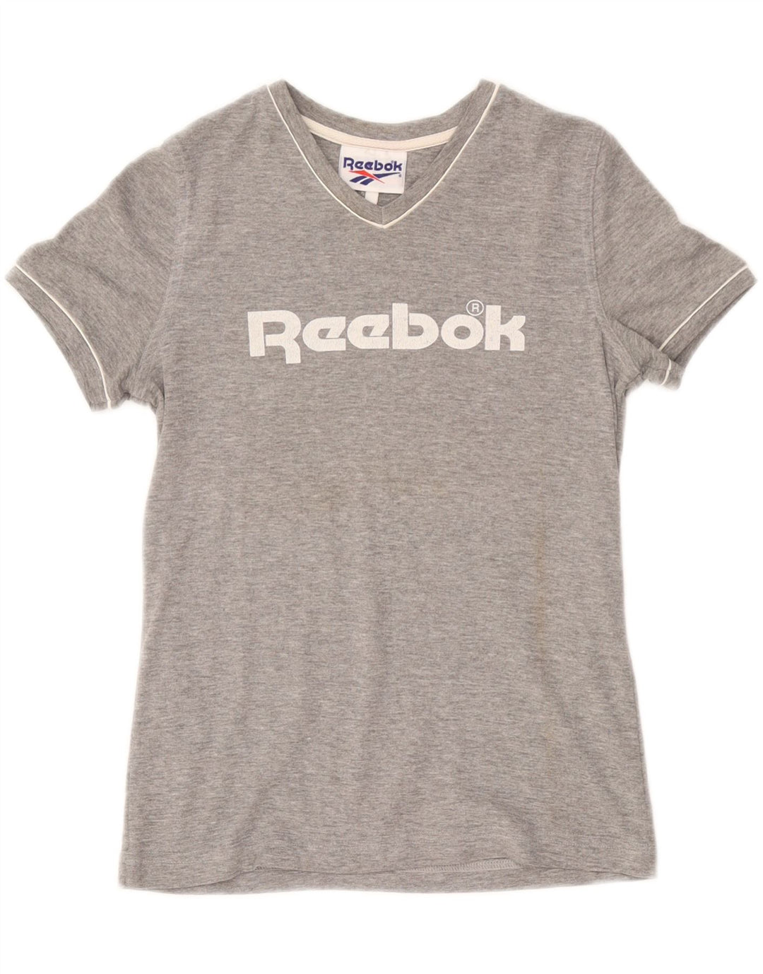 REEBOK Damen Graphic T-Shirt Top UK 14 Mittelgraue Baumwolle