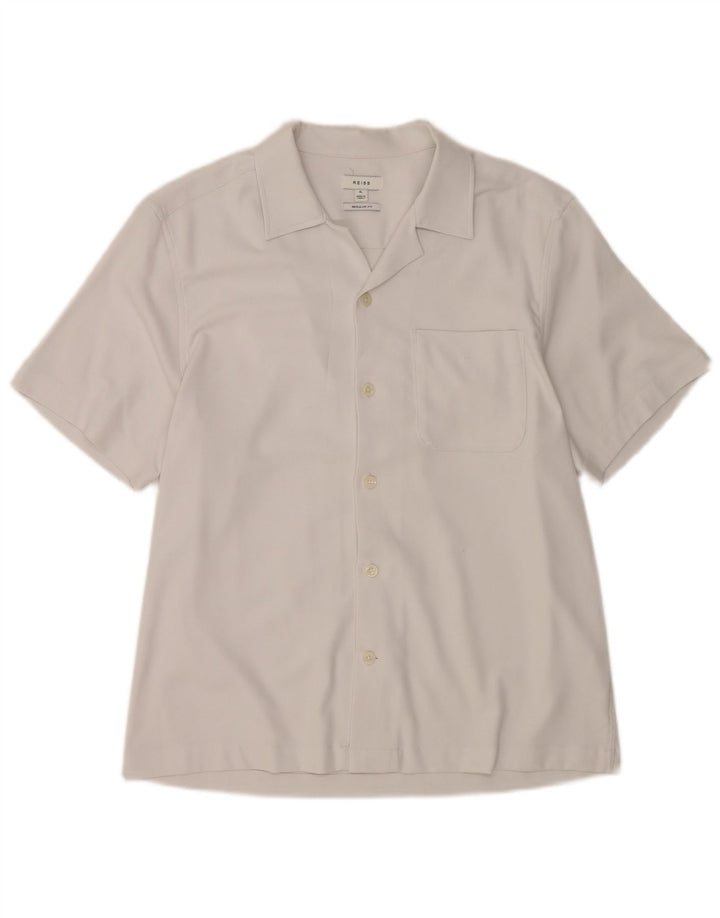 Reiss Herren Kurzarm-Hemd mit normaler Passform, XL, Weiß, Polyester