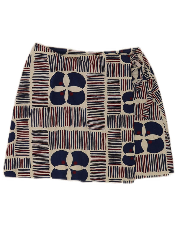 Vintage Mädchen Mini Wickelrock 9-10 Jahre W24 Blau Geometrisch