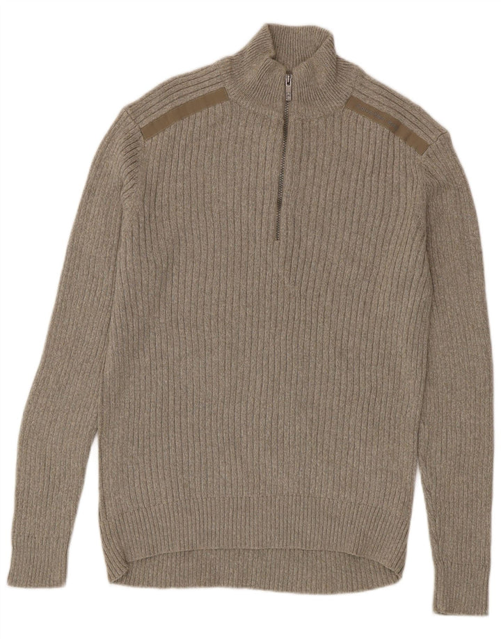 CALVIN KLEIN JEANS Herren Pullover mit Reißverschluss am Hals Mittelbeige meliert