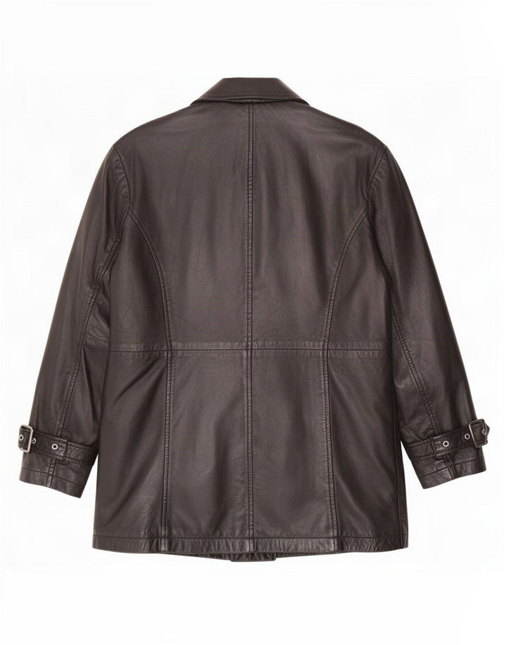 Vintage Damen Übergroße Lederjacke UK 10 Small Schwarz