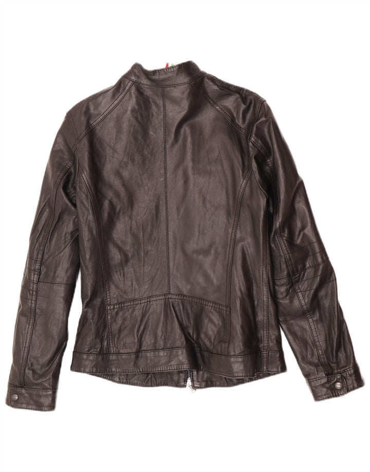 Vintage Damen Leder Bikerjacke IT 44 Mittelschwarzes Leder
