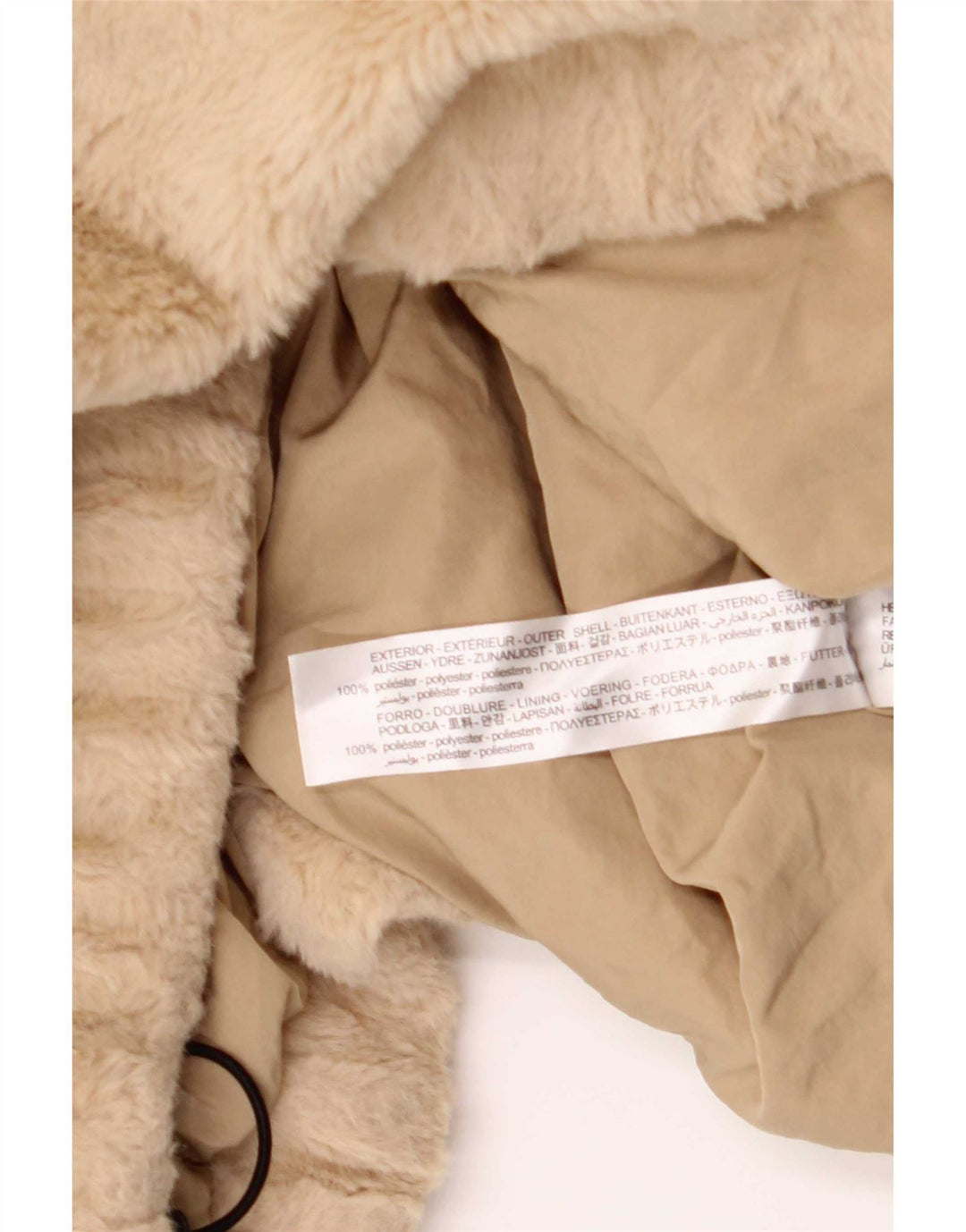 Übergroßer Kapuzenpullover mit Teddybär-Motiv von Zara für Damen, UK 14, mittelbeigefarbenes Polyester