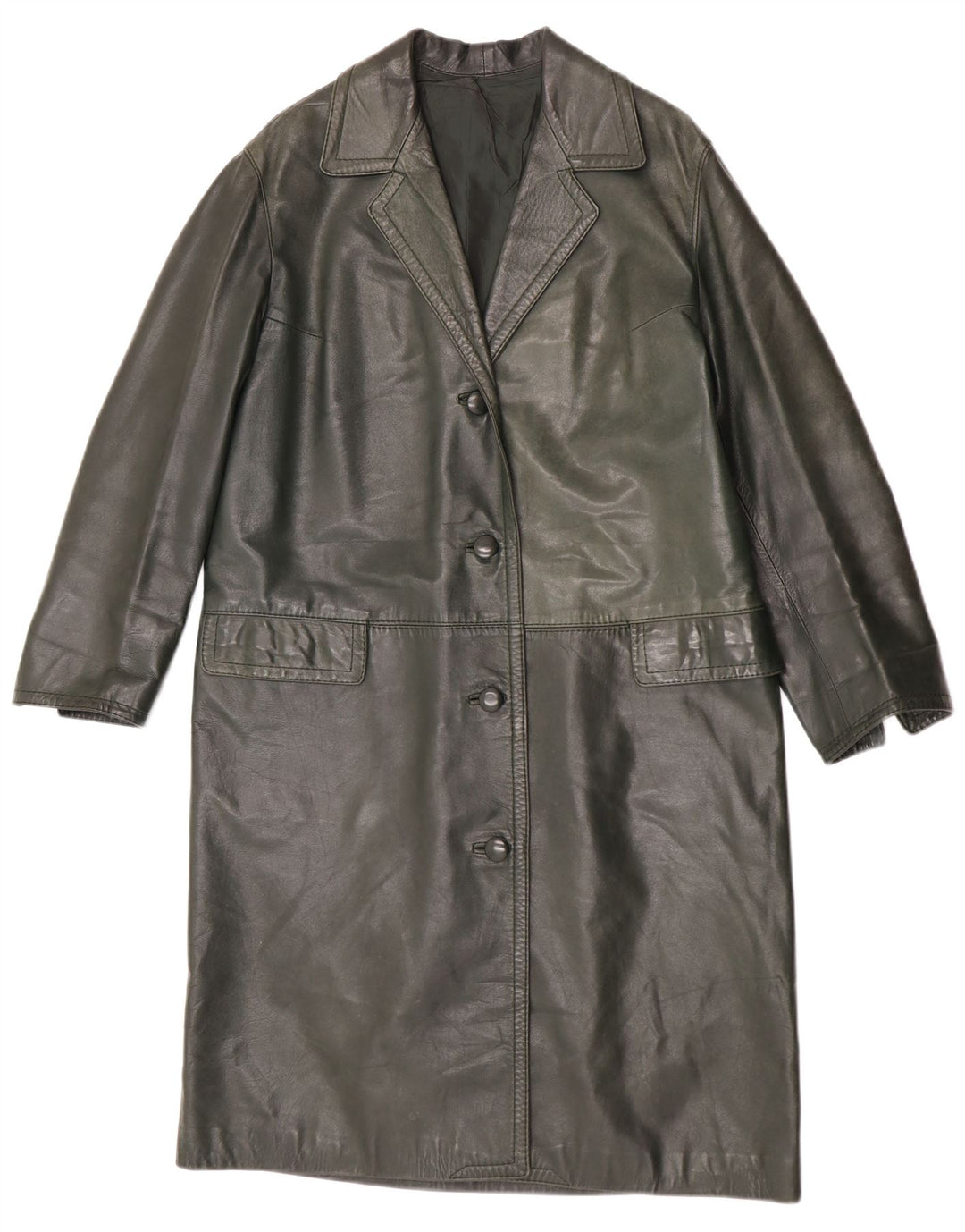 Vintage Damen Ledermantel UK 14 Mittelgrün