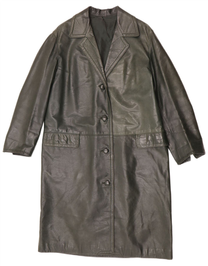 Vintage Damen Ledermantel UK 14 Mittelgrün