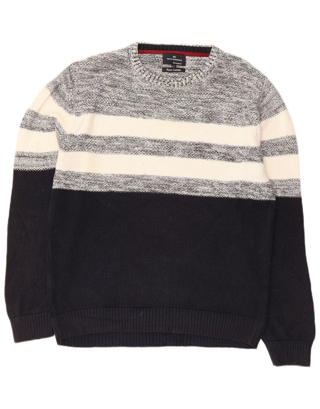 Marks & Spencer Herren-Pullover mit Rundhalsausschnitt, mittlerer Marineblau-Farbblock