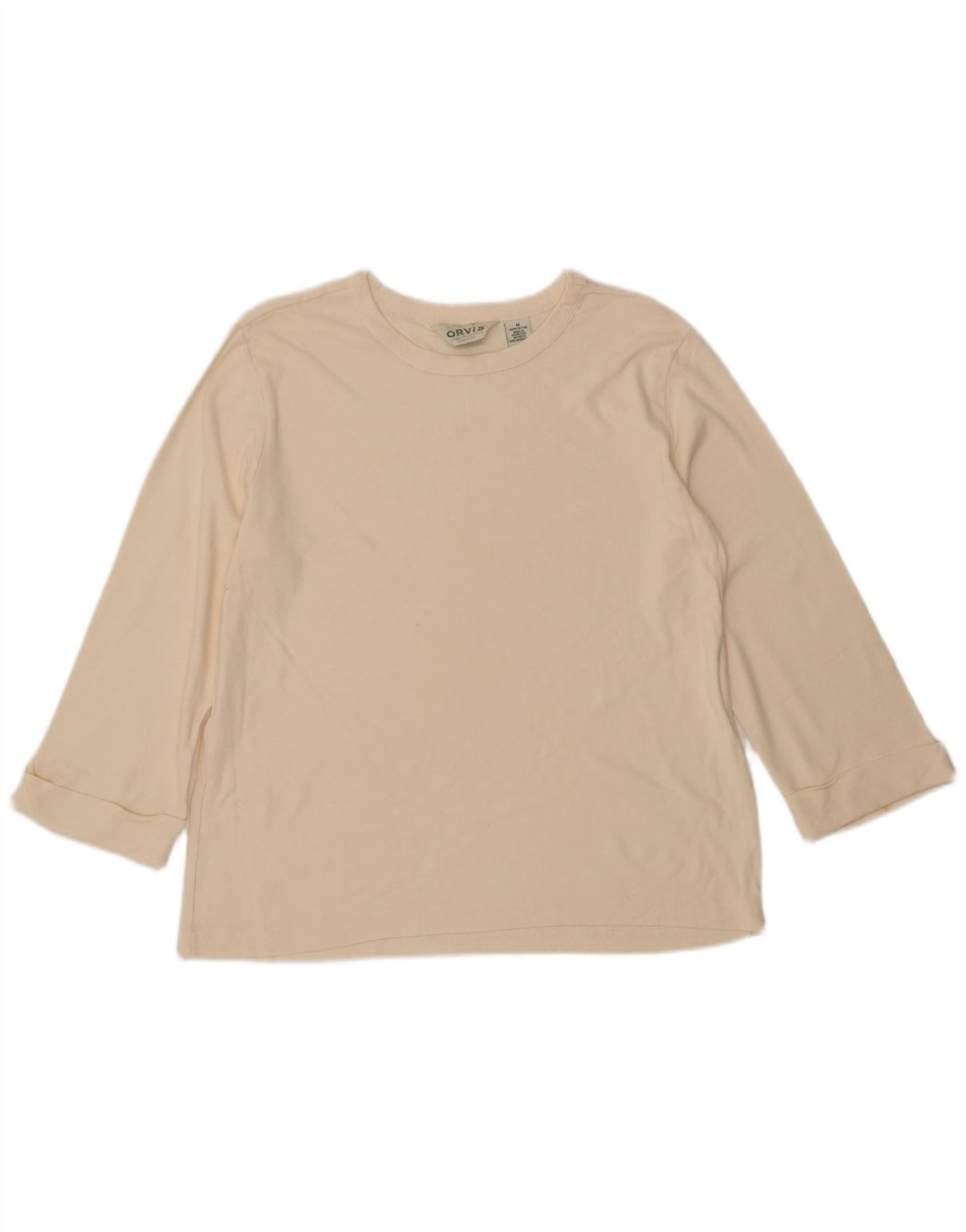 ORVIS Damen-Oversize-Oberteil, 3/4-Ärmel, UK-Größe 14, mittelbeige Baumwolle