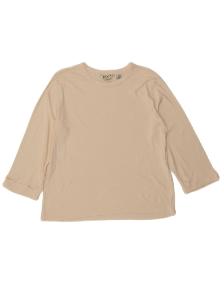 ORVIS Damen-Oversize-Oberteil, 3/4-Ärmel, UK-Größe 14, mittelbeige Baumwolle