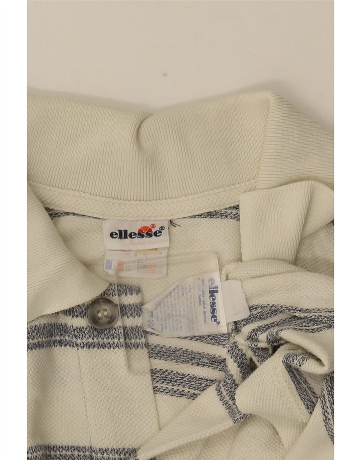 Ellesse Herren-Poloshirt, UK 38, mittelweiß, gestreift, Baumwolle