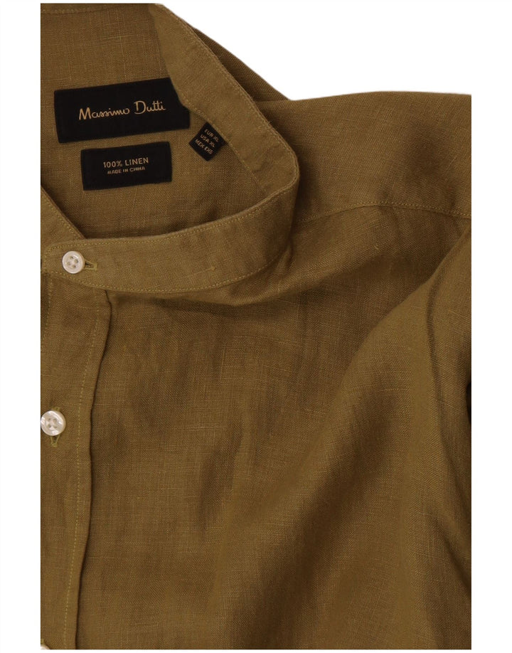 Massimo Dutti Herrenhemd XL Khaki Leinen