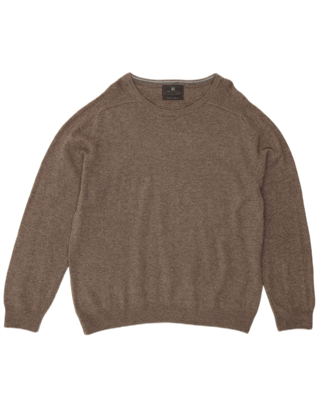 Marks & Spencer Herren-Pullover mit Rundhalsausschnitt, XL, graue Lammwolle