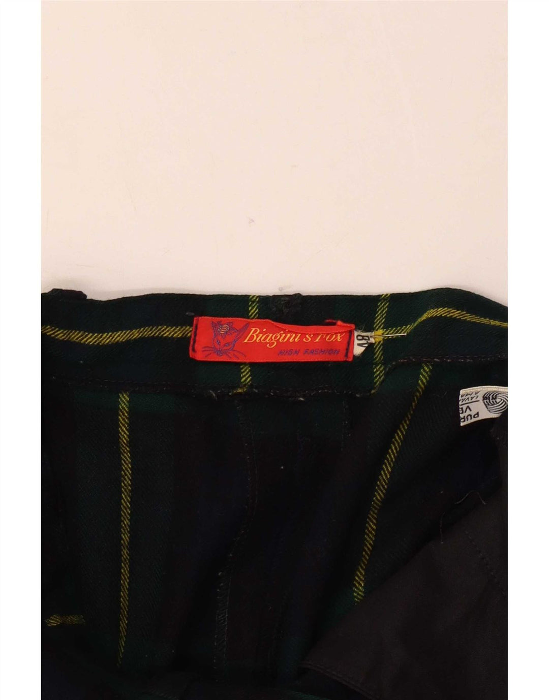 Vintage Damen Anzughose mit Pegged-Anzug, W28, L29, marineblau karierte Wolle