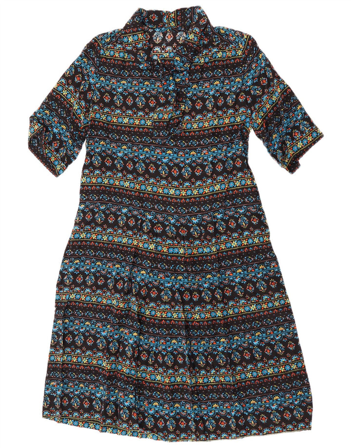 Vintage Damen A-Linien-Kleid mit Bindeband vorne, UK 14, mittelgroß, mehrfarbig, Blumenmuster