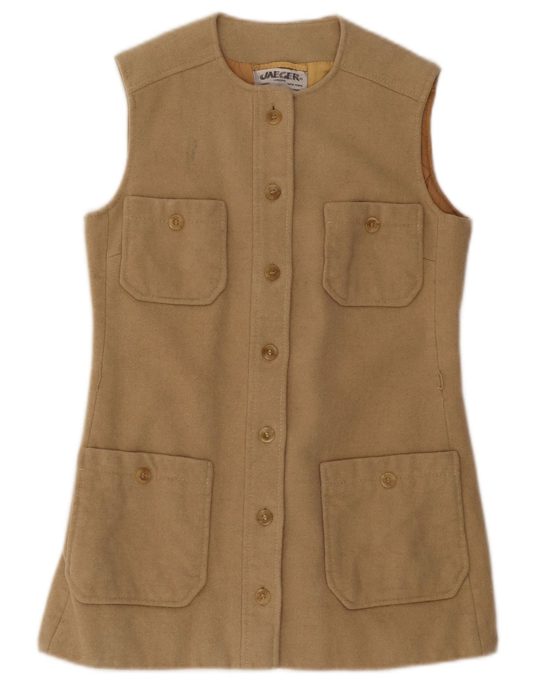 JAEGER Womens Utility Gilet UK 10 Small Beige Wolle