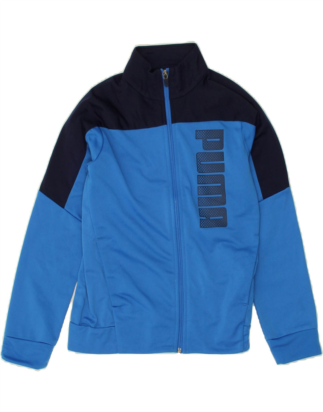 PUMA Boys Graphic Tracksuit Top Jacket 9-10 Years Blue Colourblock Vintage Puma and Second-Hand Puma from Messina Hembry 