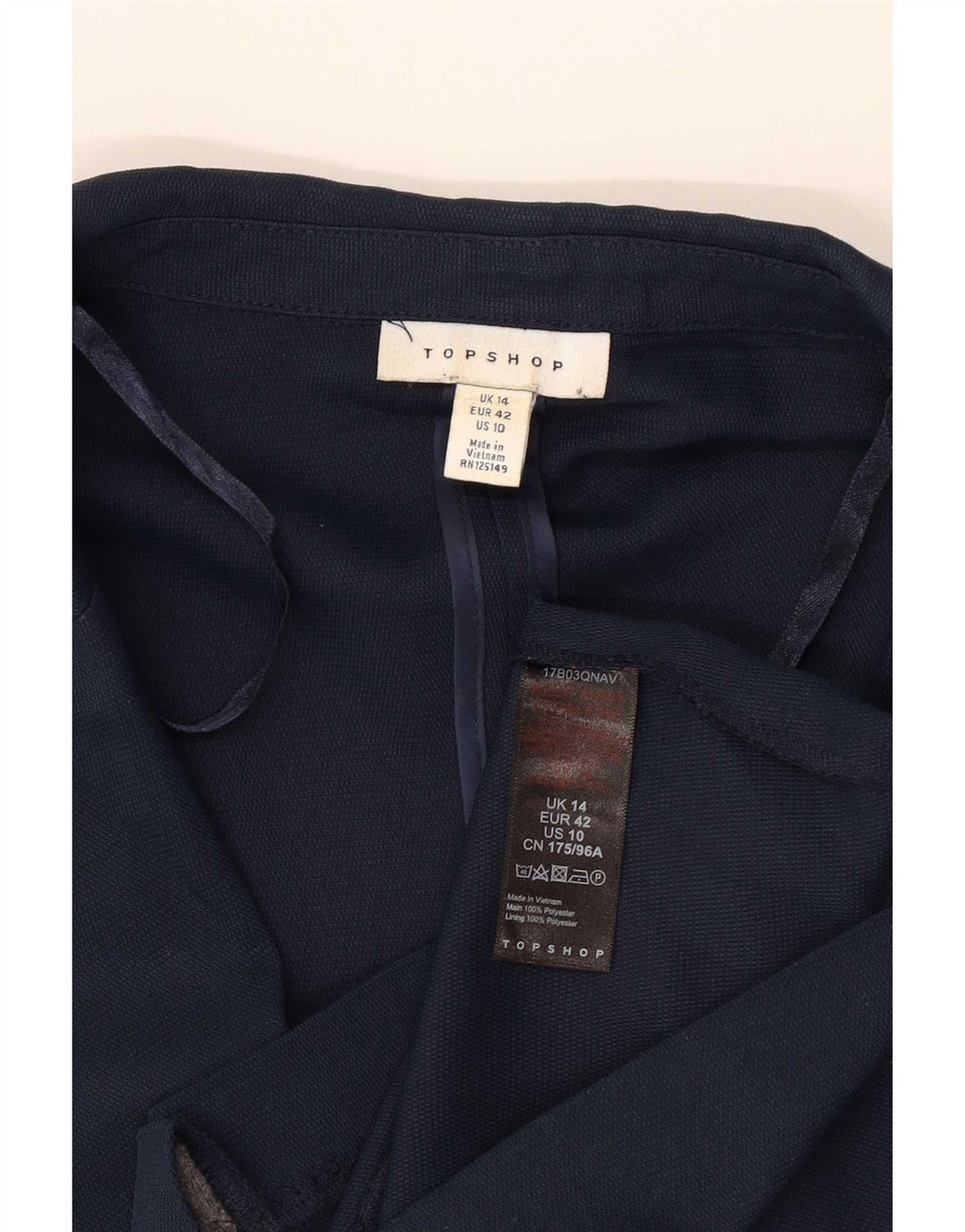 Topshop Damen-Blazerjacke mit 1 Knopf, UK 14, Größe L, Marineblau, Polyester