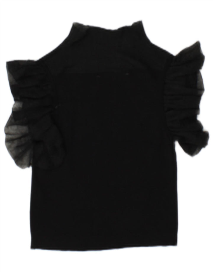 Durchsichtiges Blusenoberteil für Damen von Zara, UK 10, Größe S, schwarze Viskose
