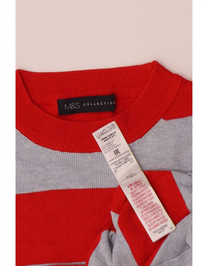 Marks & Spencer Damen Top Langarm UK 10 Small Mehrfarbig gestreift