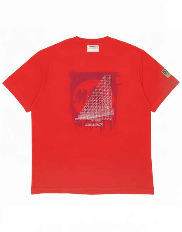 Murphy & Nye Herren Grafik T-Shirt Top Große rote Baumwolle