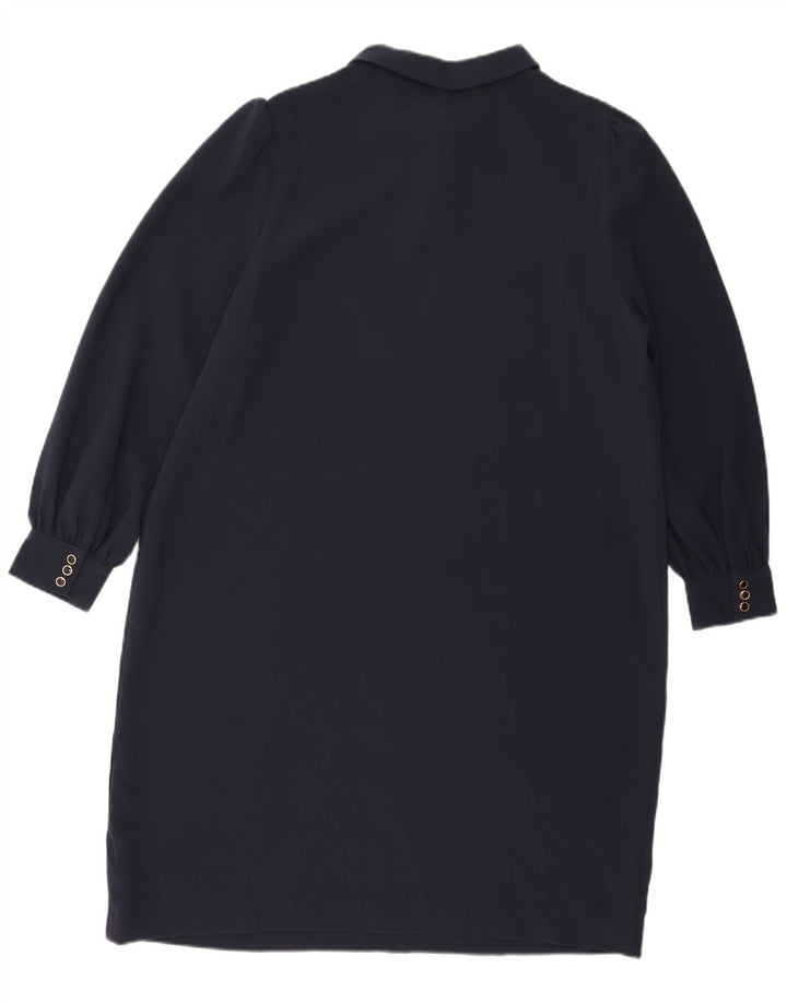 Marks & Spencer Damen Langarm-Etuikleid UK 18 XL Marineblau Polyester