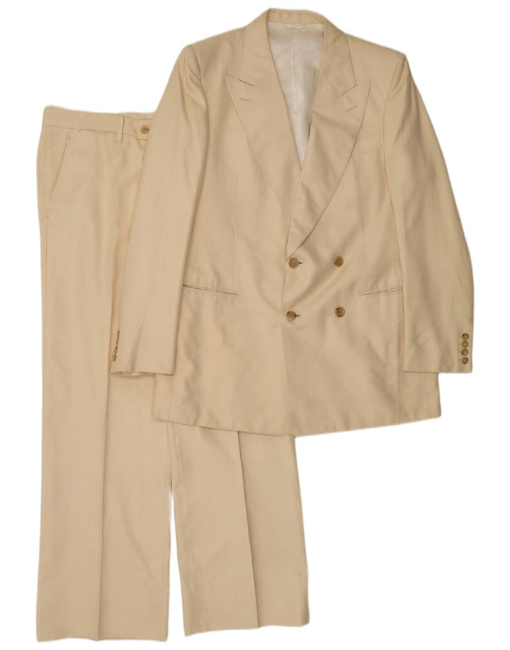 Vintage Herren 2-teiliger Anzug Groß W34 L30 Beige Seide