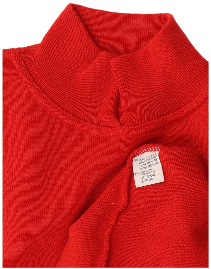 Vintage Womens Turtle Neck Jumper Sweater UK 14 Large Orange Wool