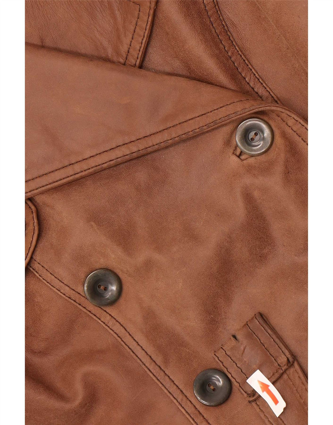 Vintage Damen Zweireihige Lederjacke UK 10 Klein Braun