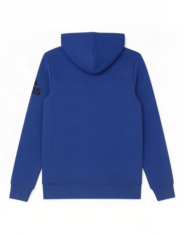 Adidas Jungen Kapuzenpullover mit grafischem Reißverschluss, 13–14 Jahre, blaue Baumwolle