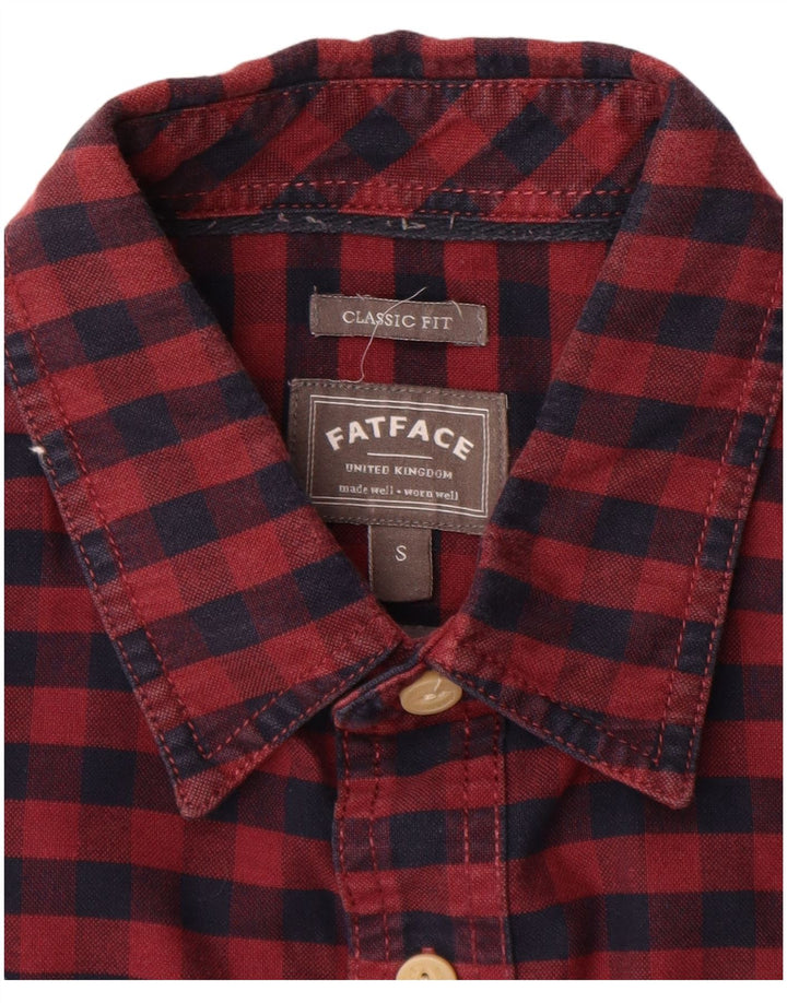 Fat Face Herren-Hemd mit klassischer Passform, klein, Burgunderrot, Gingham-Baumwolle