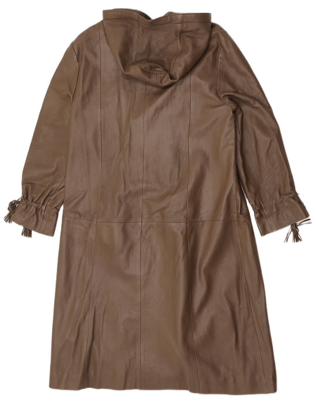 Vintage Damen Ledermantel mit Kapuze EU 38 Mittelbraunes Leder