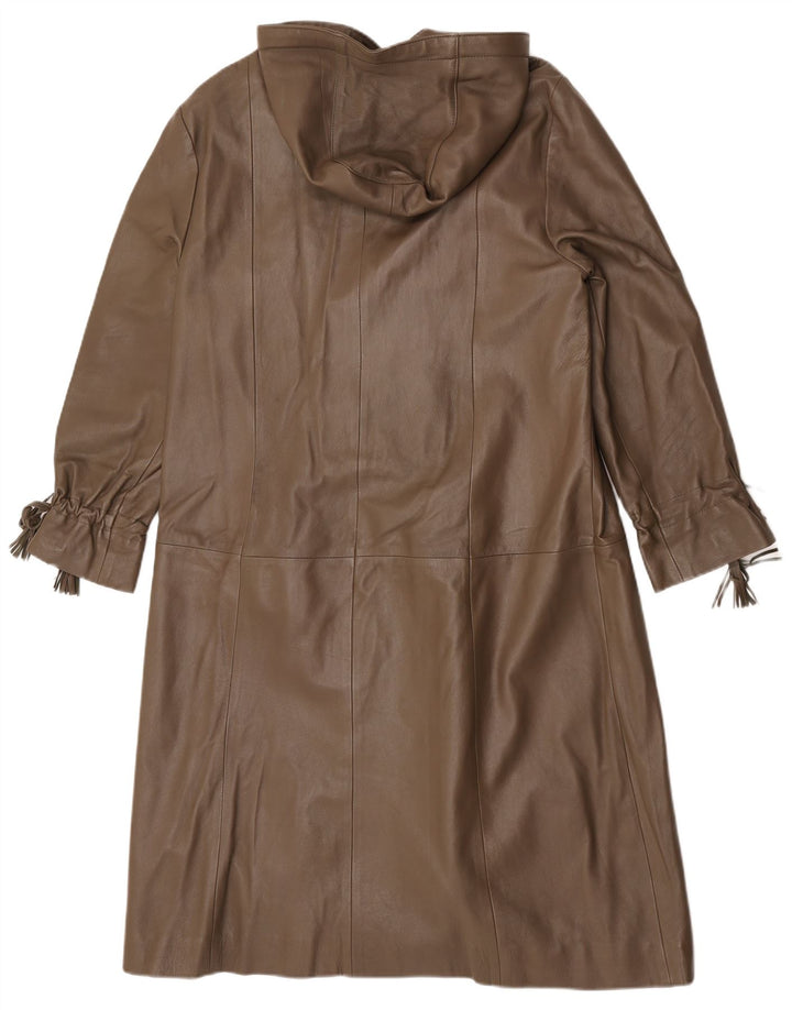 Vintage Damen Ledermantel mit Kapuze EU 38 Mittelbraunes Leder