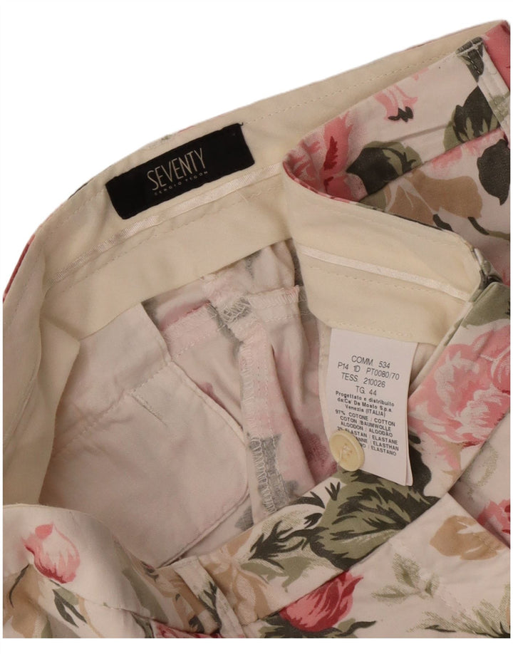 Seventy Damen-Hose, kurz geschnitten, Größe 44, mittelgroß, W30, L26, mehrfarbig, mit Blumenmuster
