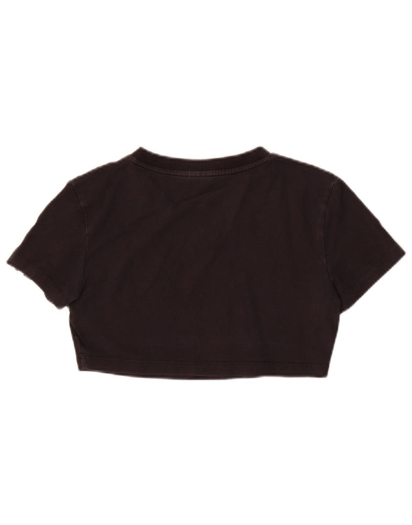 Adidas Damen Crop T-Shirt Top UK 8 Small Schwarz Baumwolle