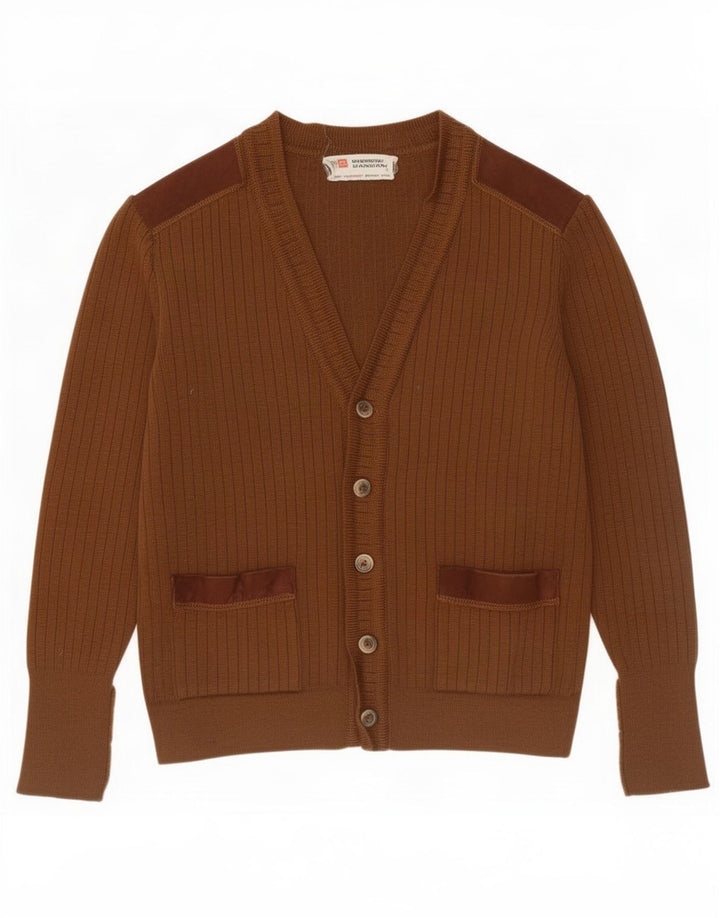 Pierre Sangan Herren-Strickjacke aus mittelbrauner Wolle