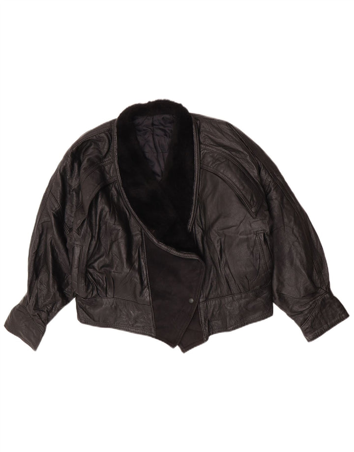 Vintage Damen Lederjacke UK 14 Large Schwarz