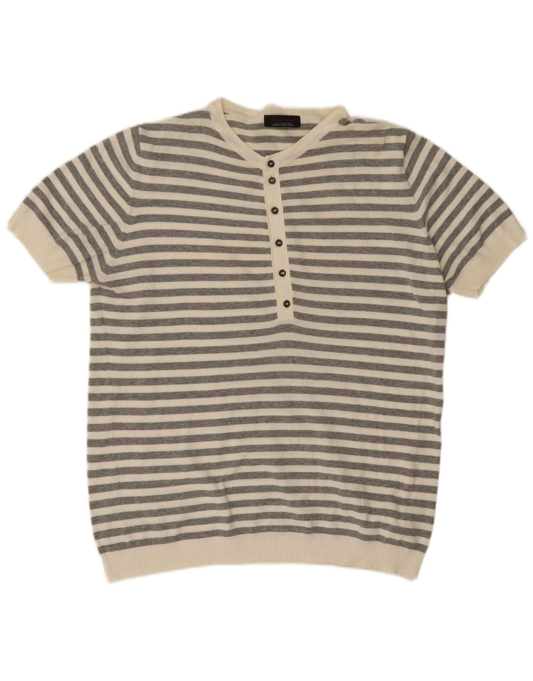 Zara Herren-Poloshirt, groß, grau gestreift